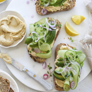 Original hummus cucumber and avocado sandwich beauty image