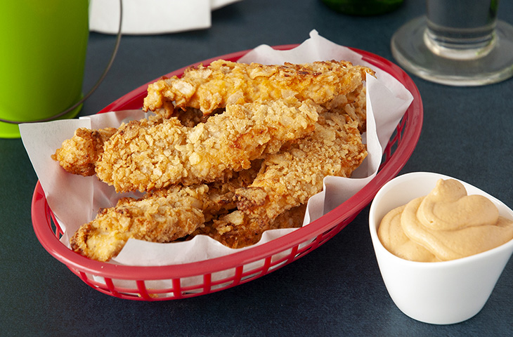 BBQ Hummus Chip Encrusted Chicken Strips