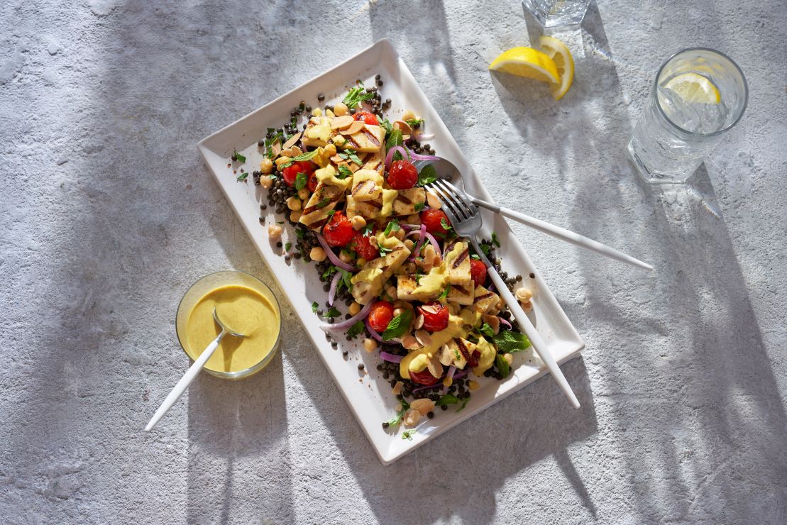 Tuscan Chickpea and Grilled Halloumi Salad