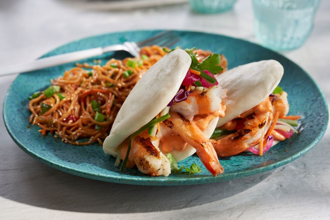 Grilled Red Pepper Shrimp Bao