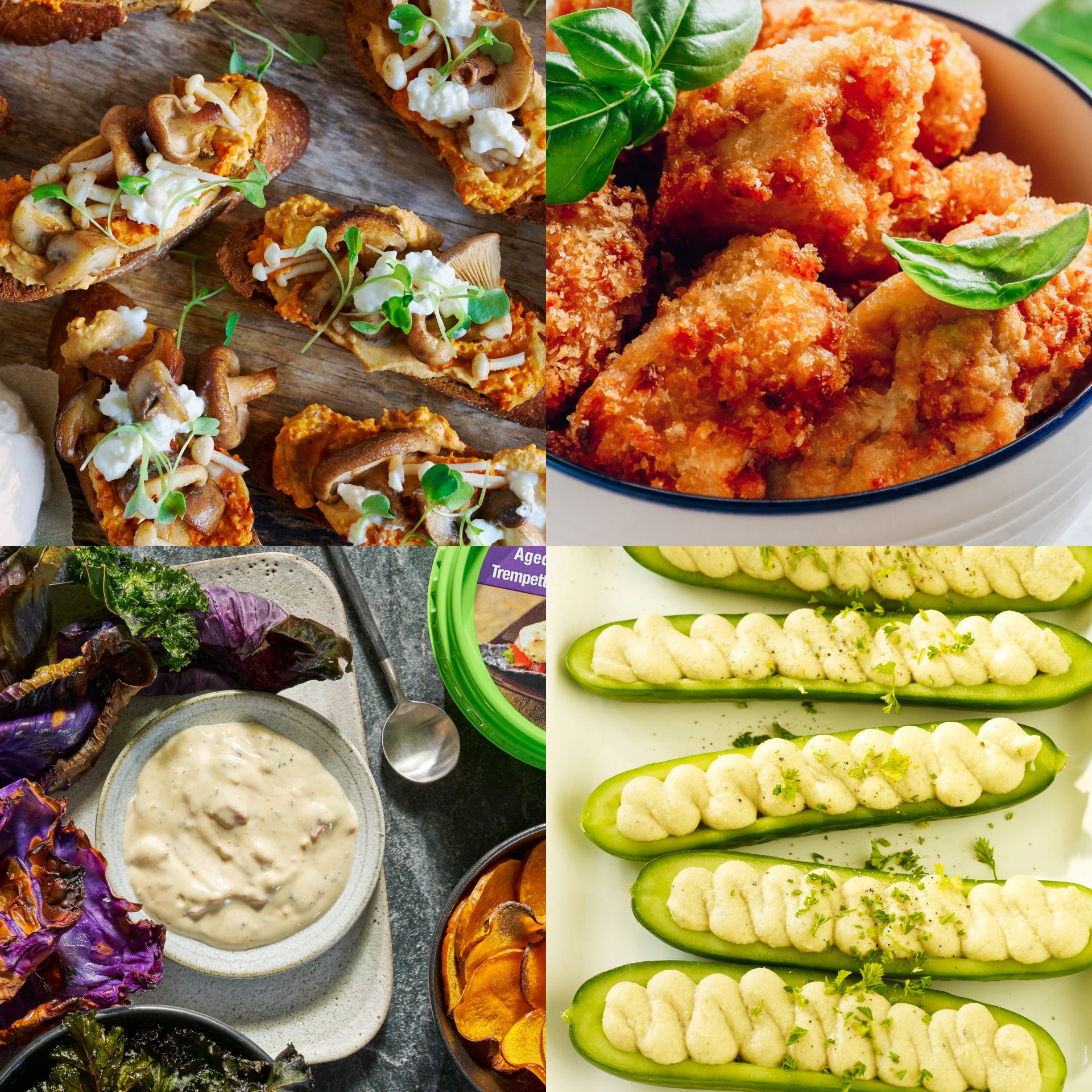 4 different meals with hummus and dips beauty image