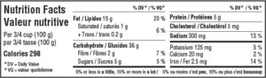 Nutritional facts table for pad thai salad