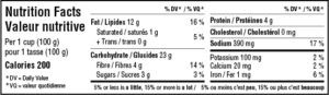 nutritional fact table for 3 grain sesame ginger salad
