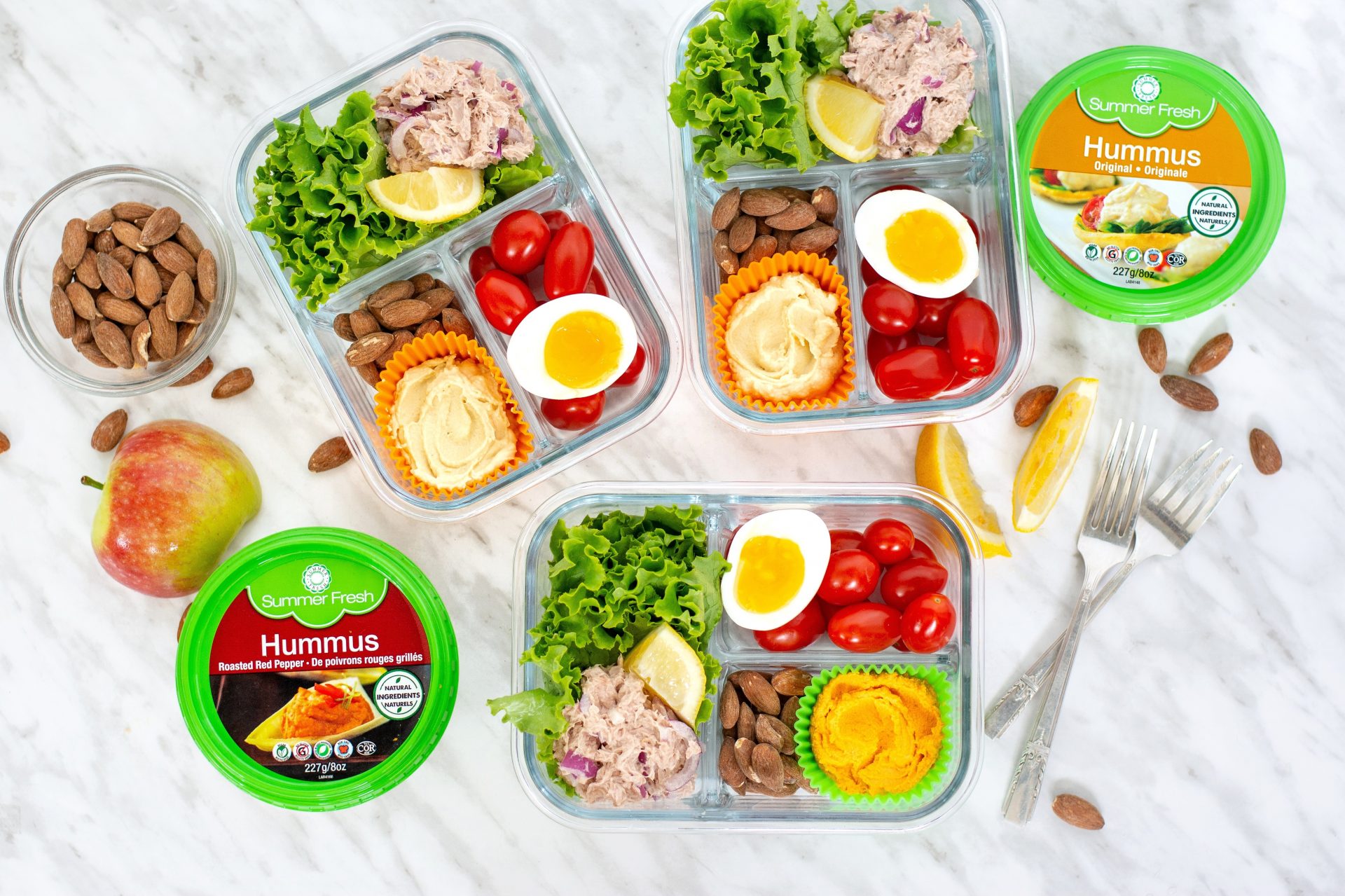 meal kits with salad and other vegetables and snacks, using Summer Fresh products beauty image